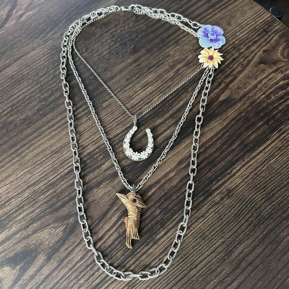 2000s Layered Horseshoe Flower Necklace ASO Alex Russo - Picture 4 of 12